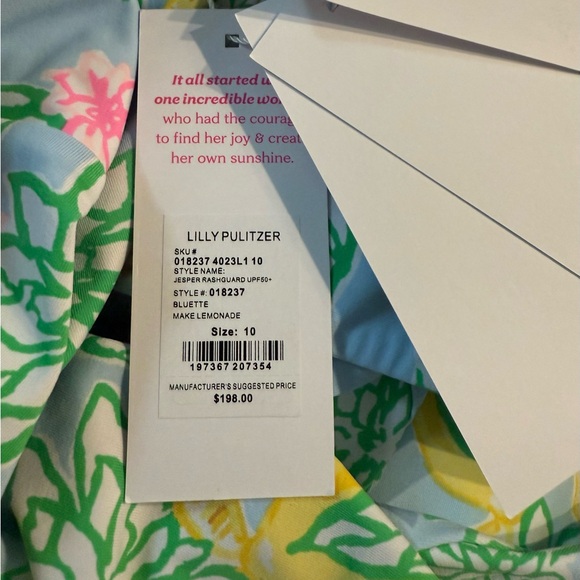 Lilly Pulitzer, NWT,  Long Sleeve Jesper rash, guard swimsuit, 🩱 size 10 - Picture 4 of 4